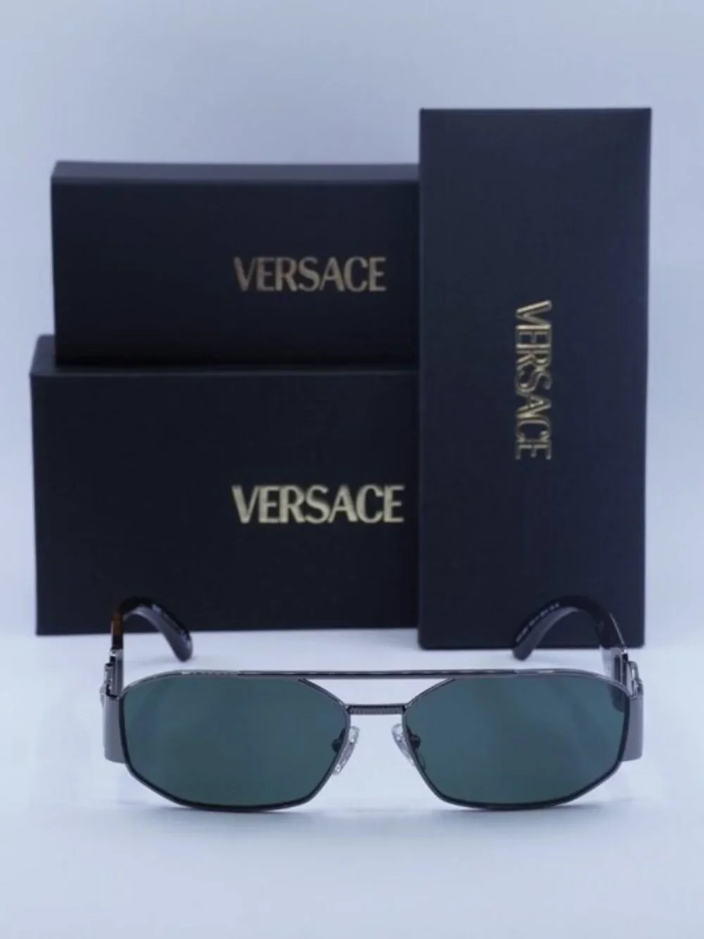 Versace VE2287 100171 Rectangle Sunglasses – Gunmetal / Grey